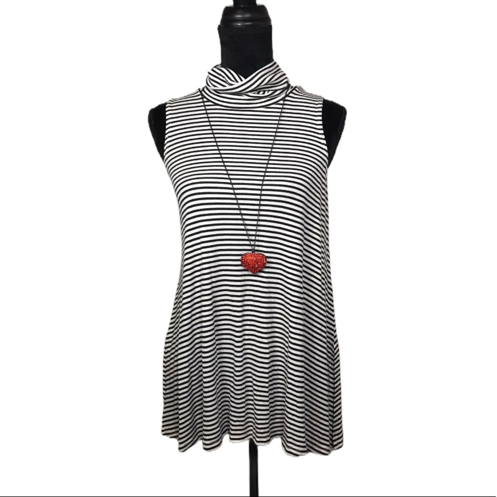 Anthropologie Puella Stripe Turtleneck Tank Top